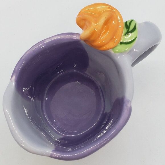 Bella Casa by Ganz Signed Susan Paley Purple Orange Flower Ceramic Cup & Saucer - Picture 4 of 13
